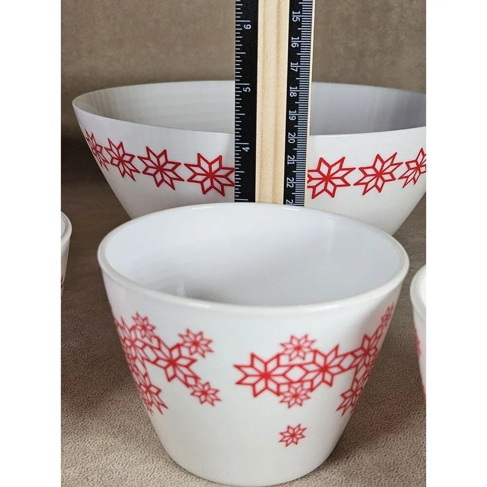 Set Of 6 IKEA Milk Glass Snowflake Bowls 2017 Nordic Snowflakes NEW